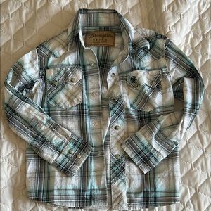 Wrangler Blue and White Button Down Shirt